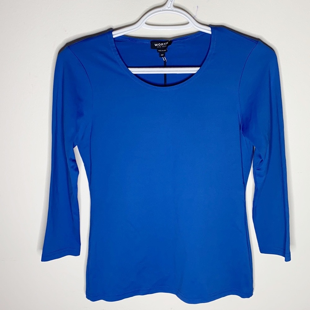 Worth Ocean Blue Open Jewel neck 3/4 sleeve top size XS